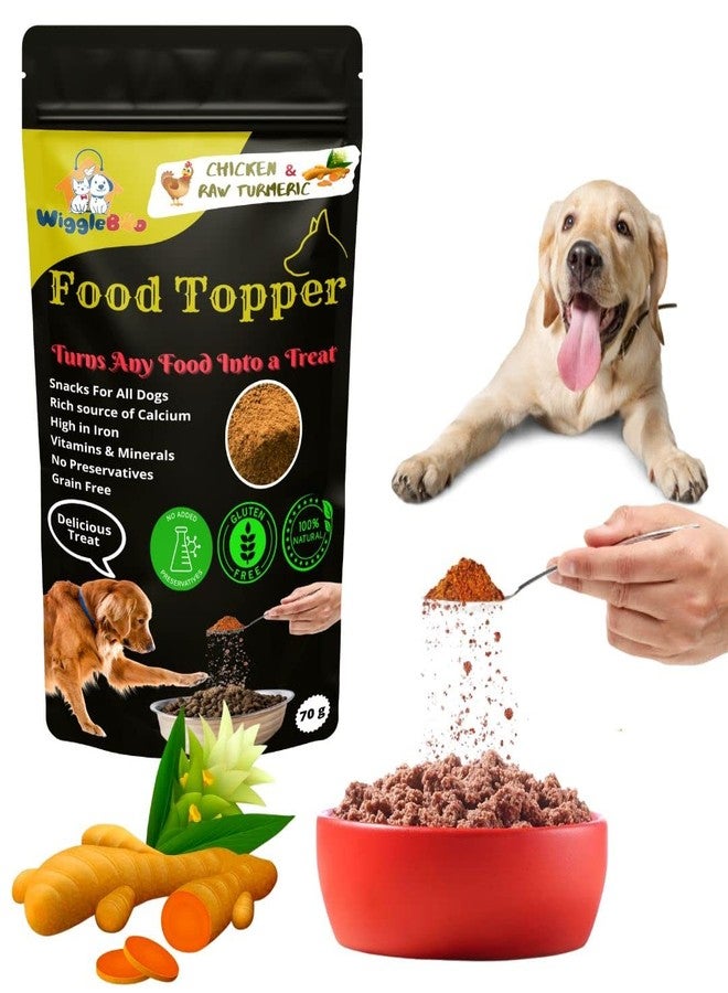 WiggleBoo Magical Dog Food Topper || Joy of Best Taste || Chicken & Raw Turmeric Flavour || Grain Free & Protein Rich || Anti Oxident || 70g - Image 1